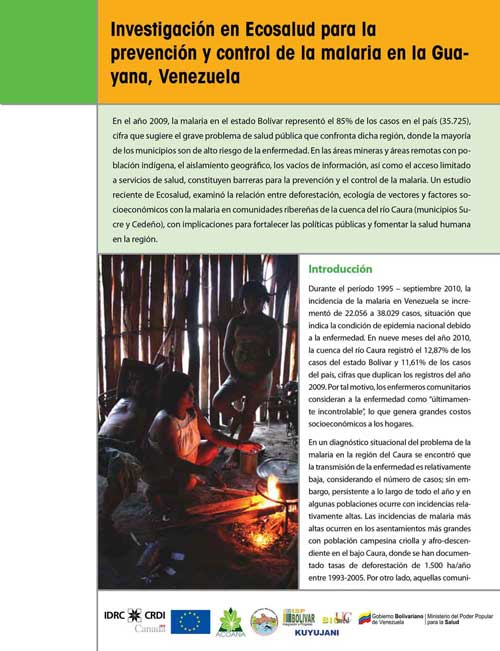 Investigación en Ecosalud para la prevención y control de la malaria en la Guayana, Venezuela